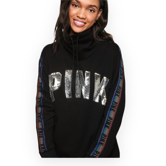 PINK Victoria's Secret Sweaters - Victoria's Secret PINK Bling Rainbow Cowl Neck XS